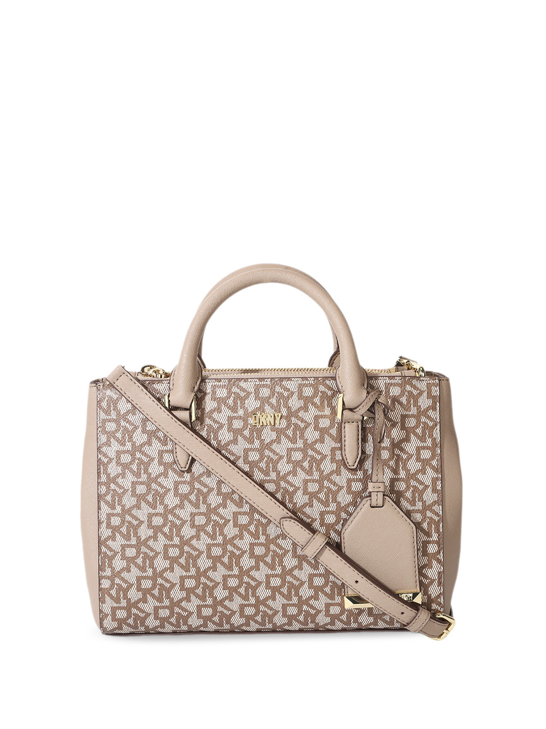 

DKNY Textured Leather Structured Handheld Bag, Beige