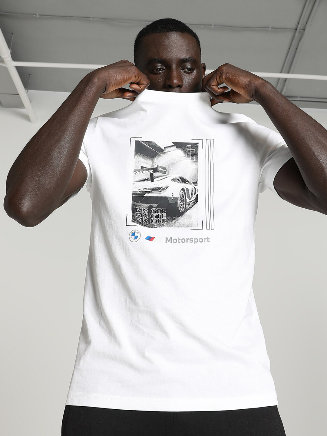 

PUMA Motorsport Graphic Printed Polo Collar Cotton T-shirt, White