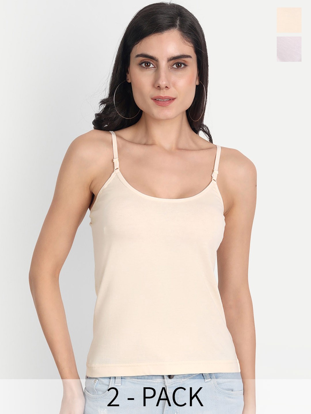 

Aimly Pack of 2 Cotton Camisoles, Beige