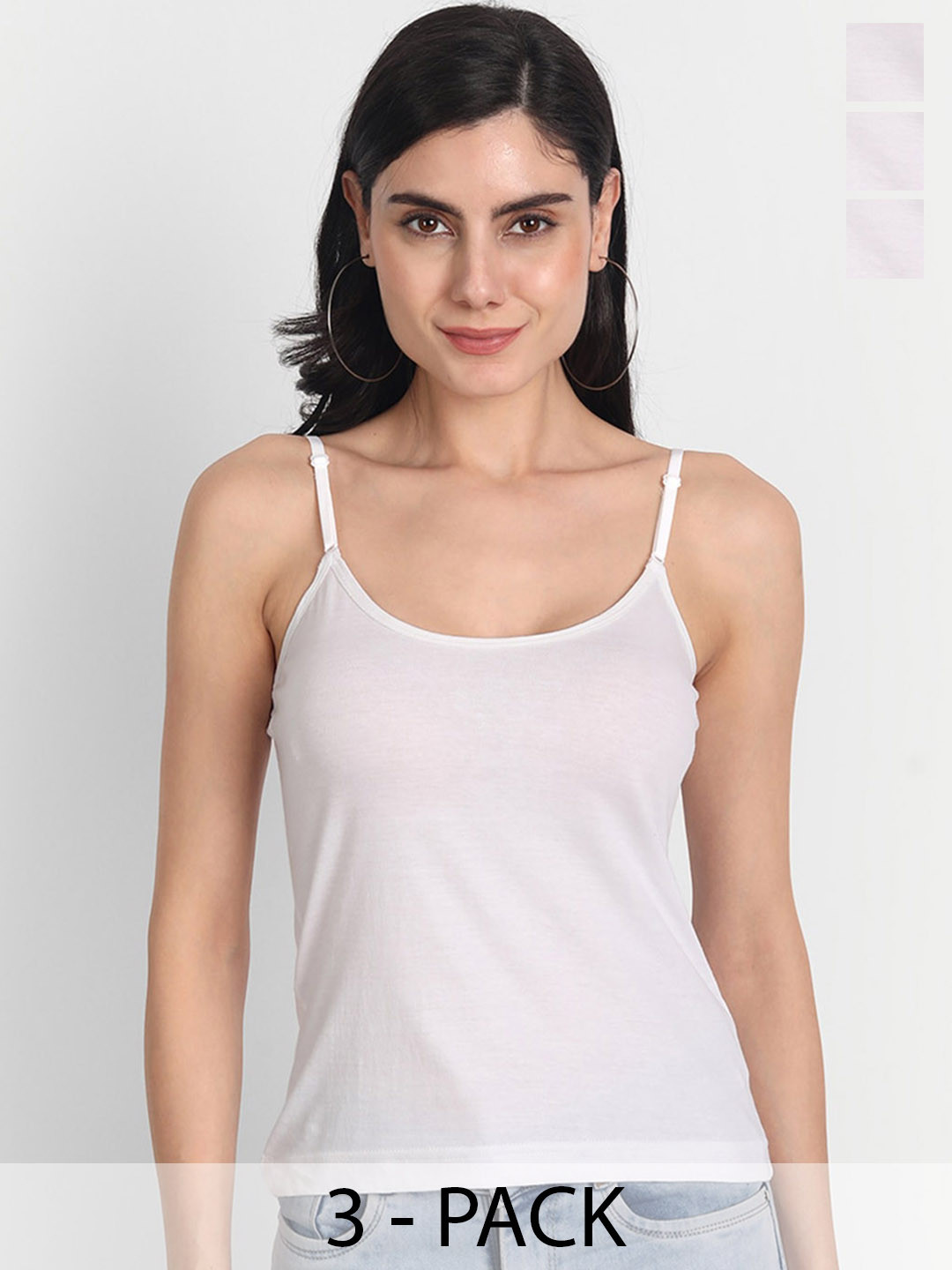 

Aimly Pack Of 3 Shoulder Straps Cotton Camisole, White