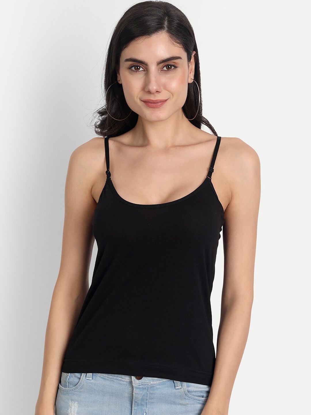 

Aimly Shoulder Straps Cotton Camisole, Black