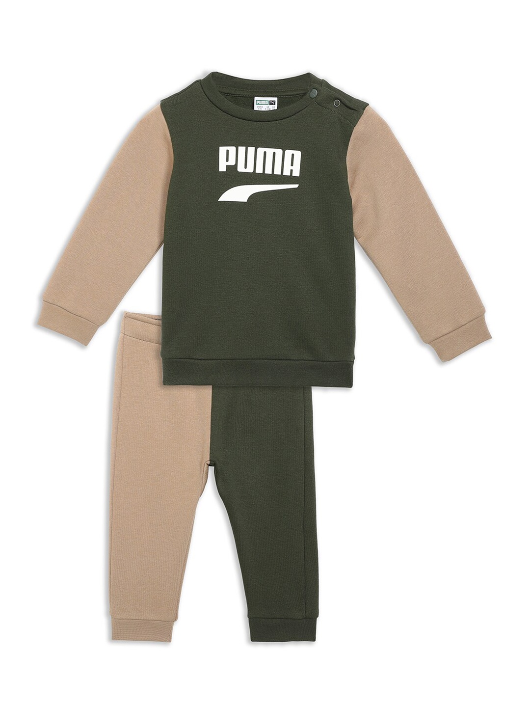 

Puma Minicats Downtown Kids Toddlers Colourblocked Pure Cotton T-Shirt With Joggers, Green