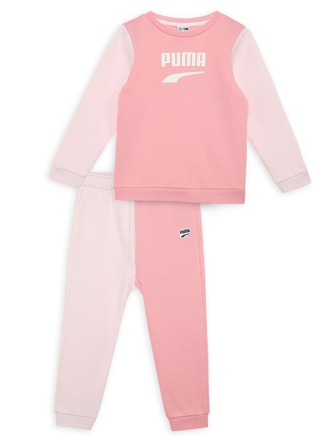 

Puma Minicats Downtown Toddlers Kids Colourblocked Pure Cotton T-Shirt & Joggers, Peach