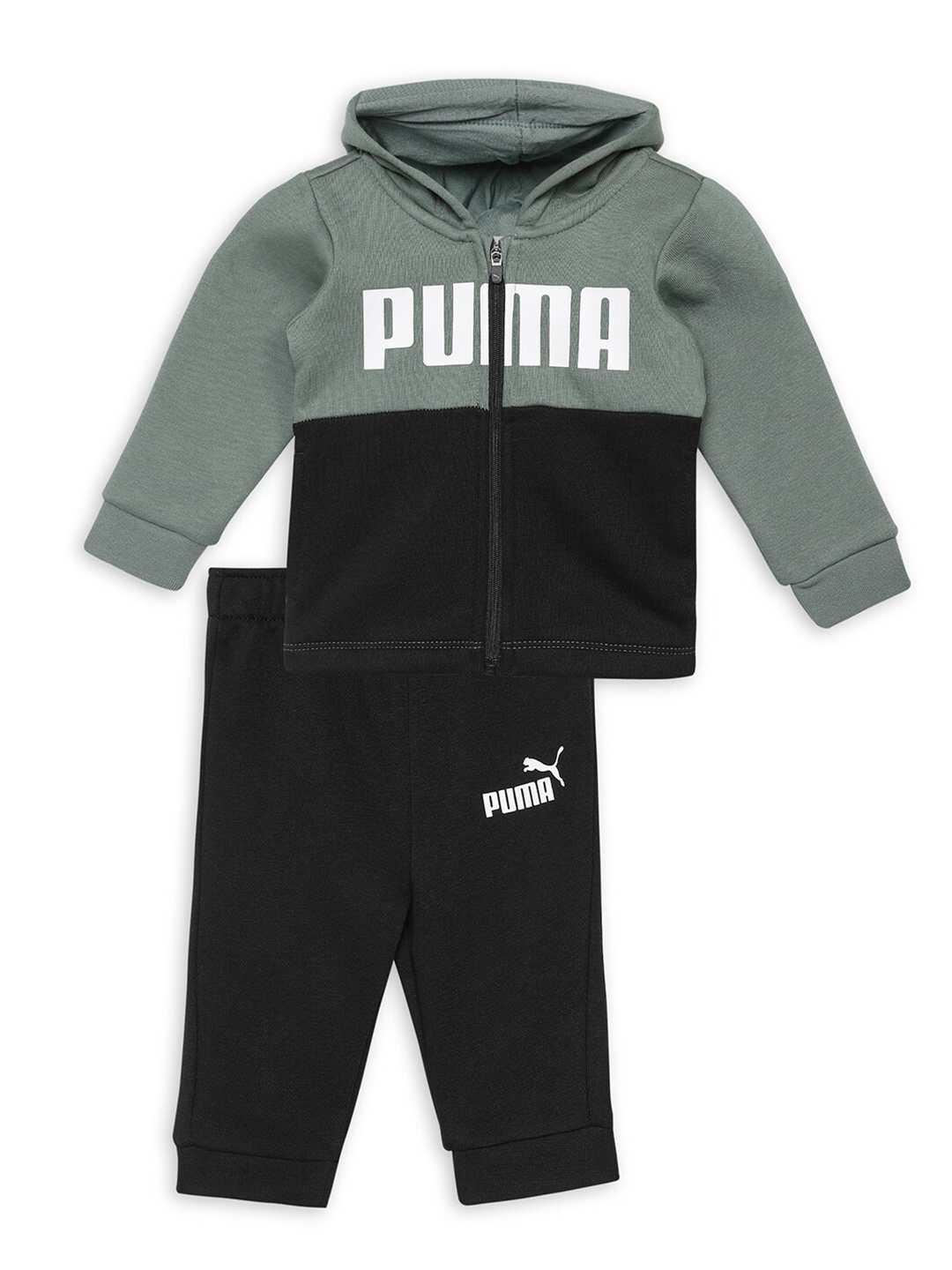 

Puma Minicats Kids Colourblocked Hooded Pure Cotton Sweatshirt With Joggers, Grey