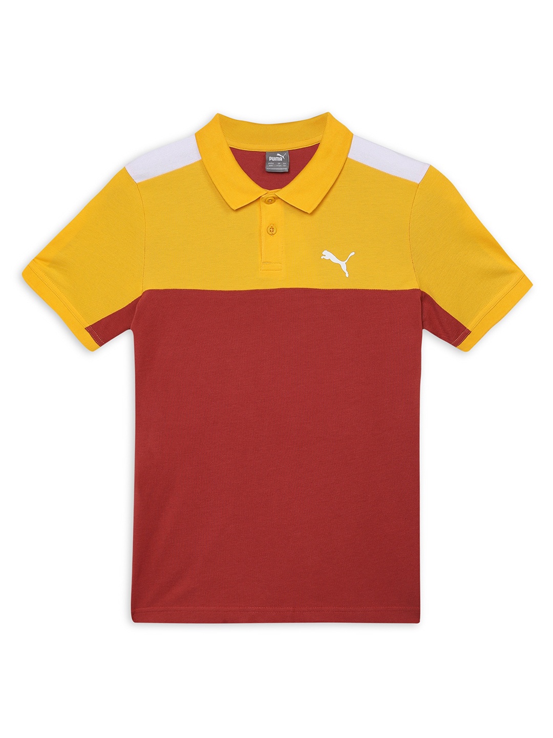 Puma Boys Colorblocked Cotton Youth T-Shirt, Red