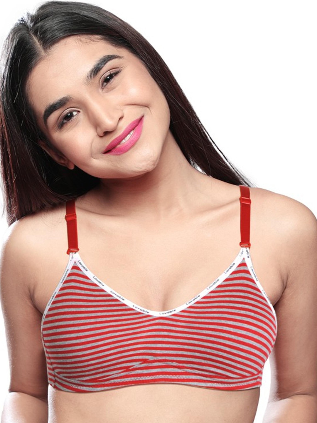 

Lovable Striped Non-Wired Full Coverage Non Padded Everyday Bra With All Day Comfort, Red