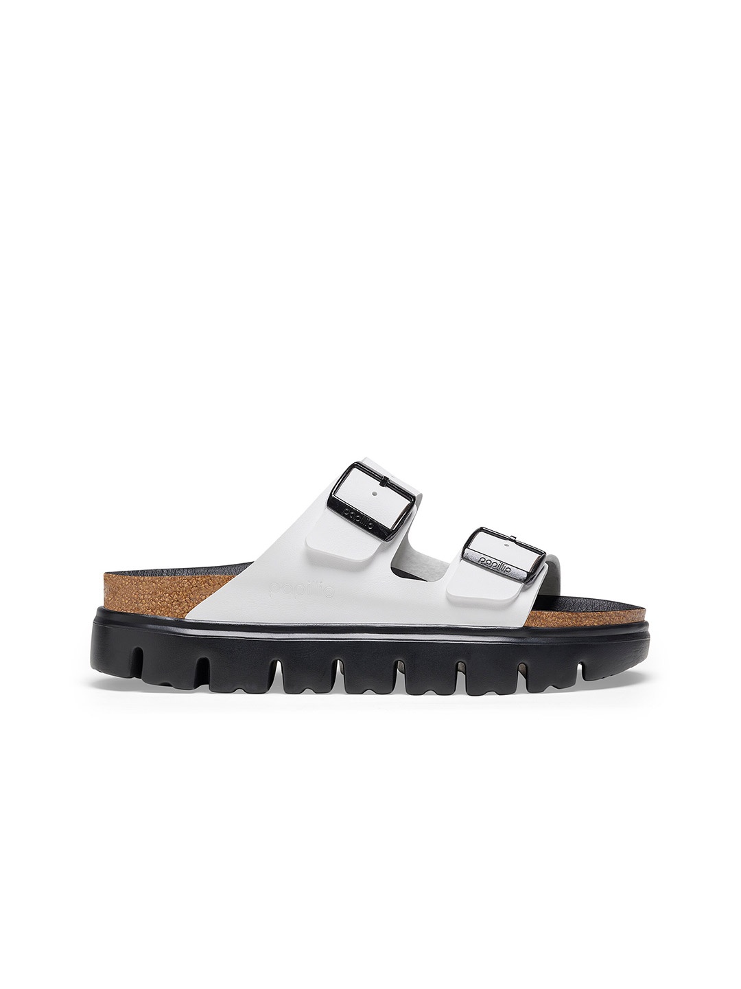 

Birkenstock Arizona Chunky White Narrow Width Birko-Flor Two-Strap Sandals