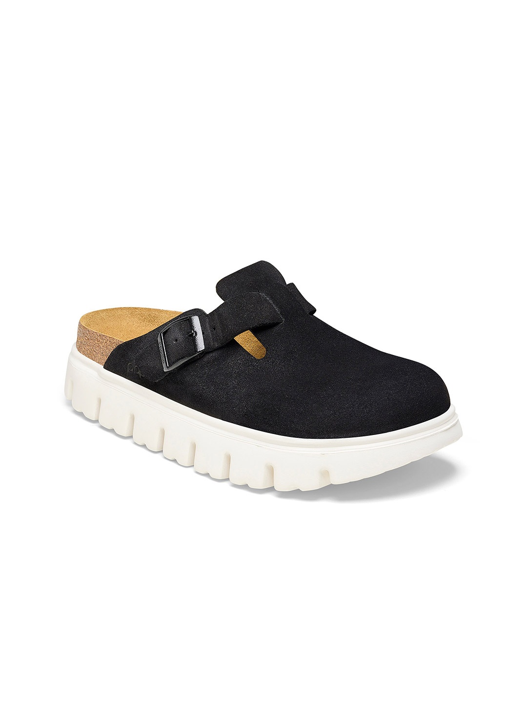 

Birkenstock Boston Chunky Black Narrow Width Suede Leather Clogs