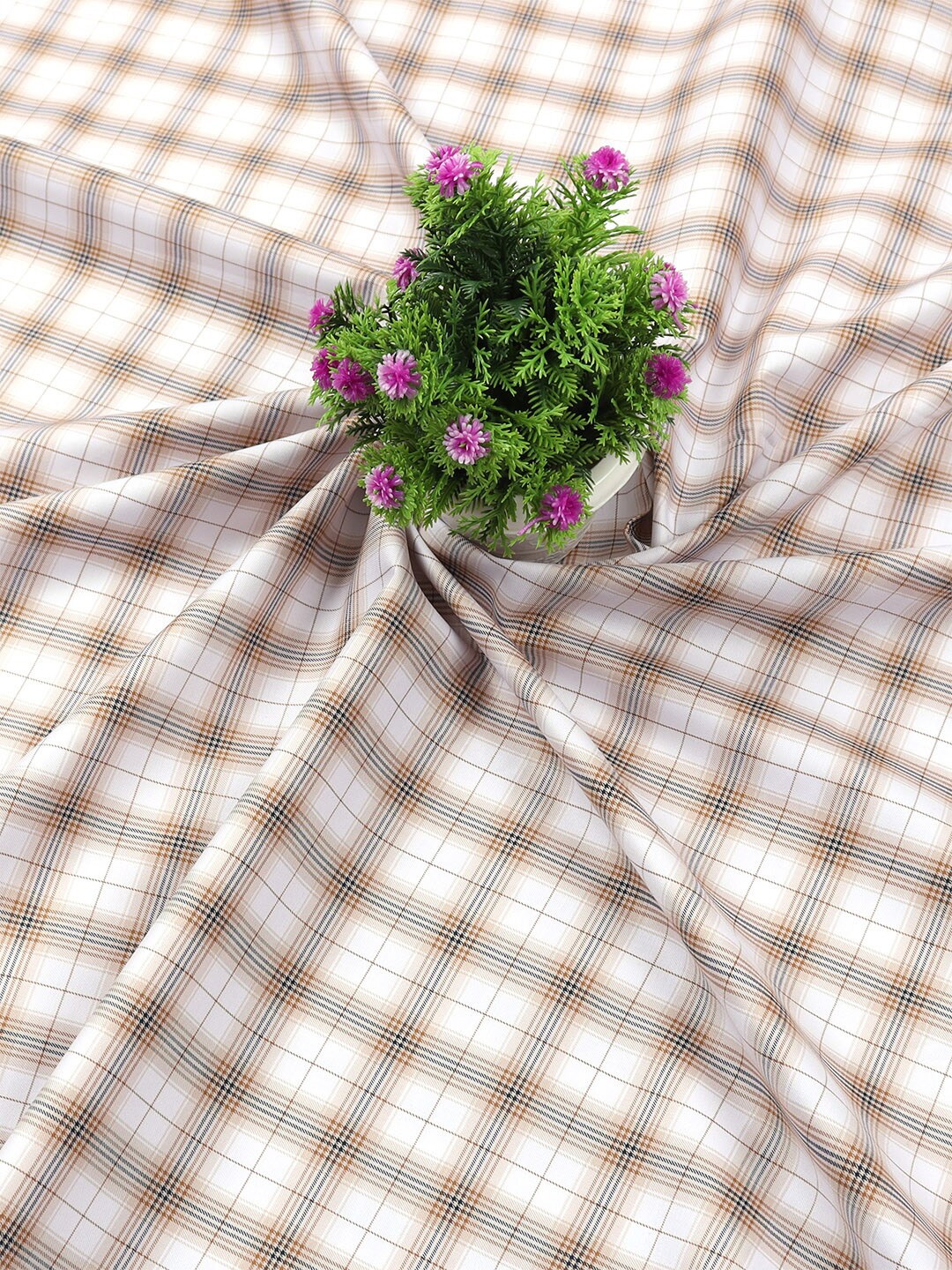

Ramraj Checked Shirt Clothing Fabric, Beige