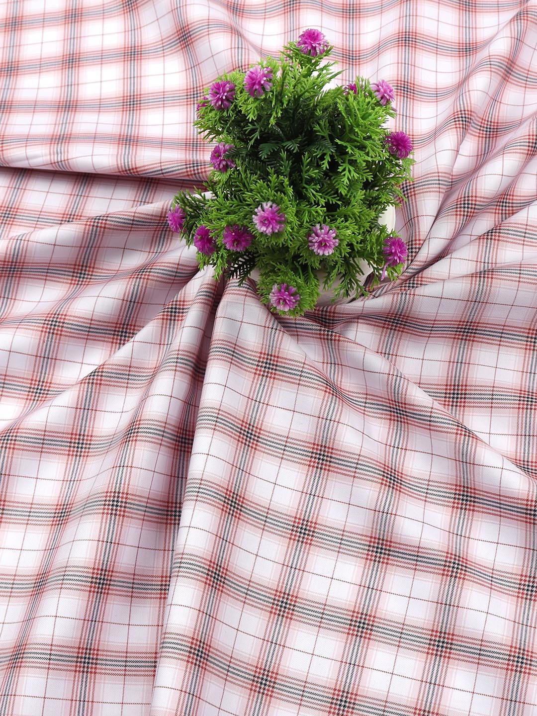 

Ramraj Men Checked Shirt Clothing Fabric, White