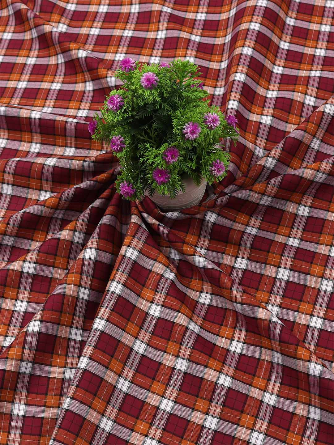 

Ramraj Men Checked Shirt Clothing Fabric, Red