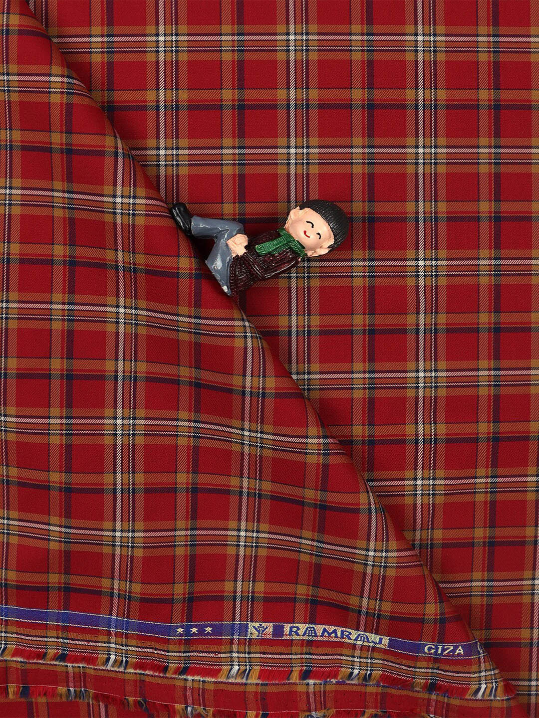 

Ramraj Men Checked Shirt Clothing Fabric, Red