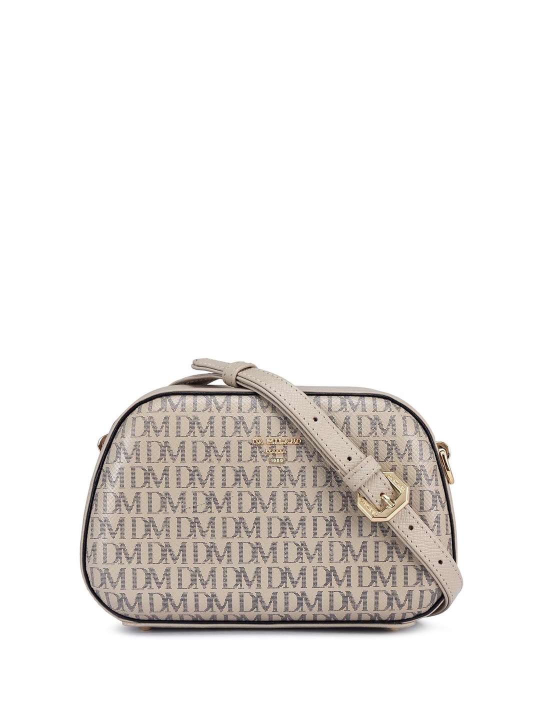 

Da Milano Typography Printed Leather Structured Sling Bag, Brown