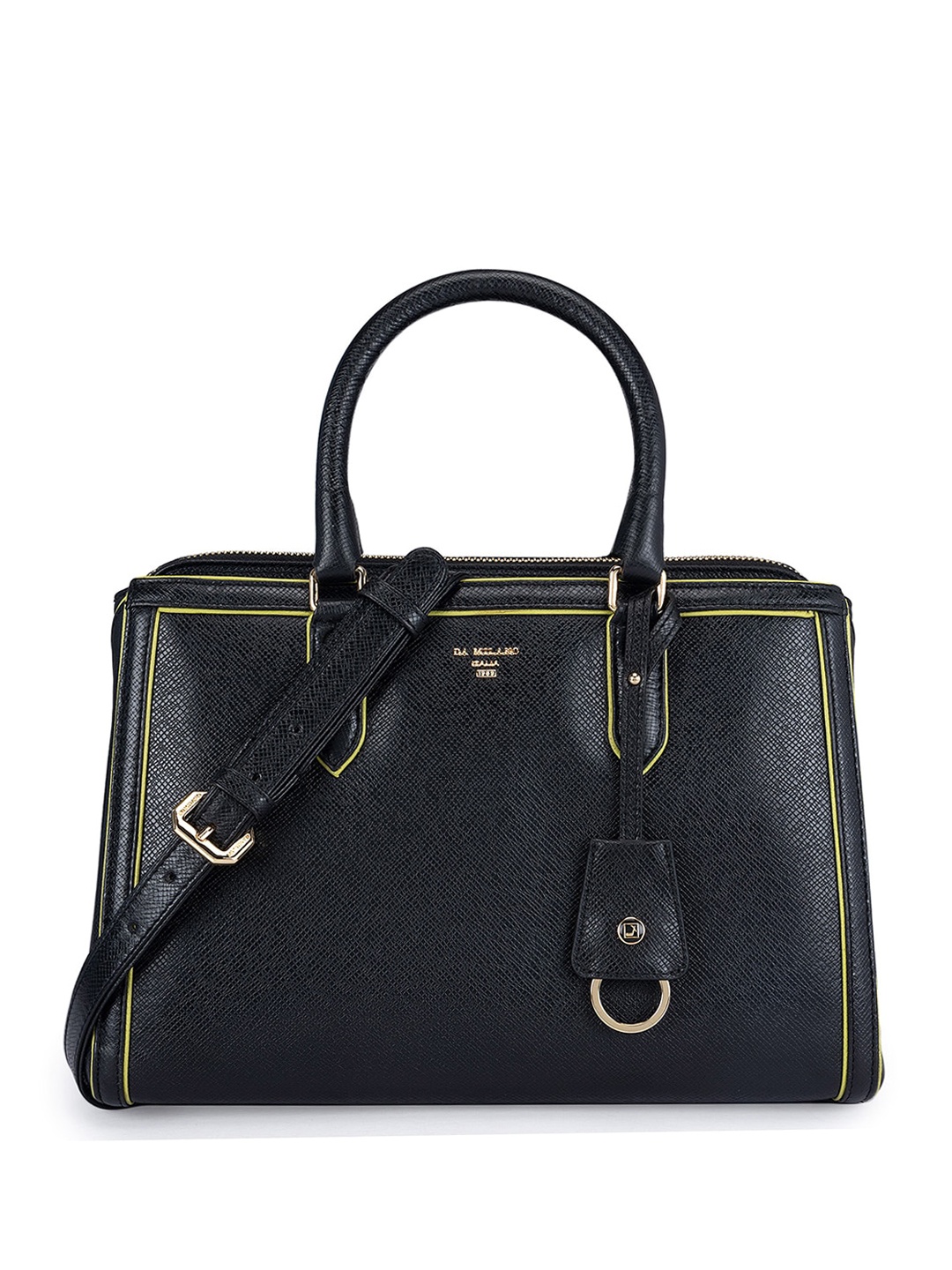 

Da Milano Leather Structured Handheld Bag, Black