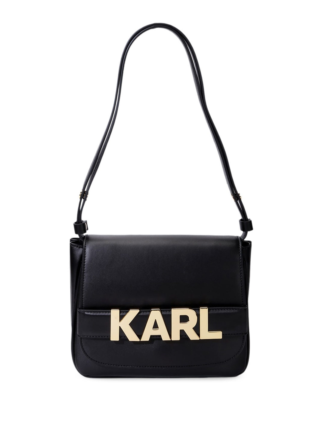 

Karl Lagerfeld Textured Leather Structured Shoulder Bag, Black