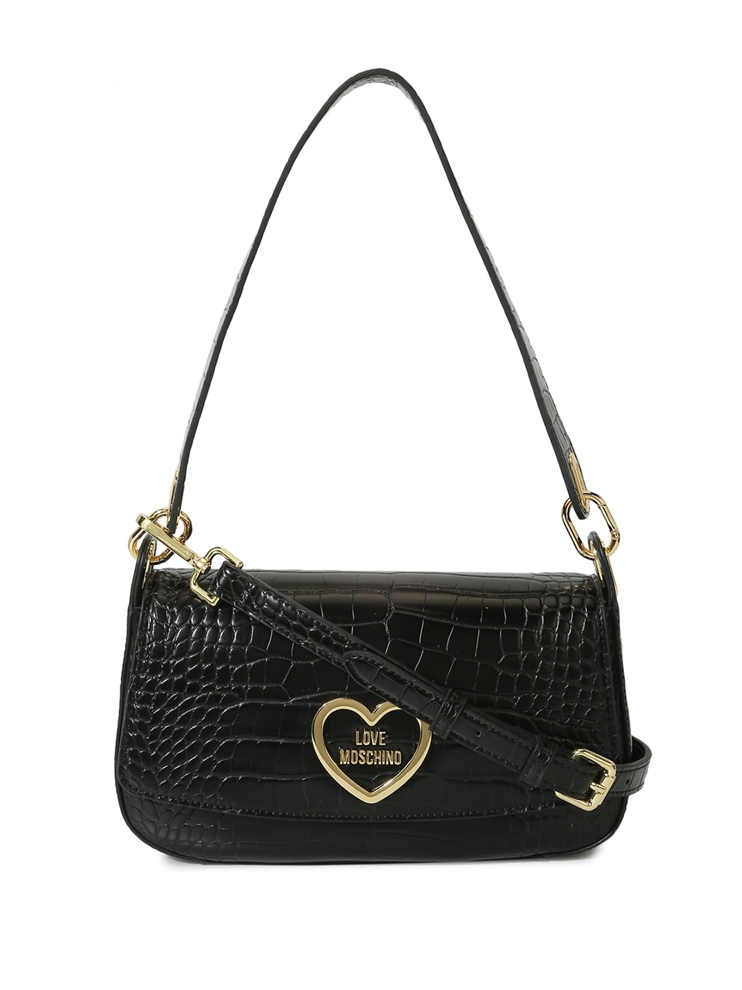 

LOVE MOSCHINO Animal Textured Structured Hobo Bag, Black