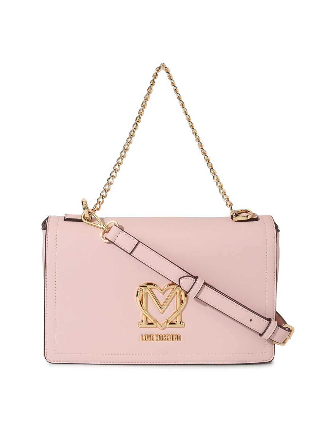 

LOVE MOSCHINO PU Embellished Structured Sling Bag, Pink
