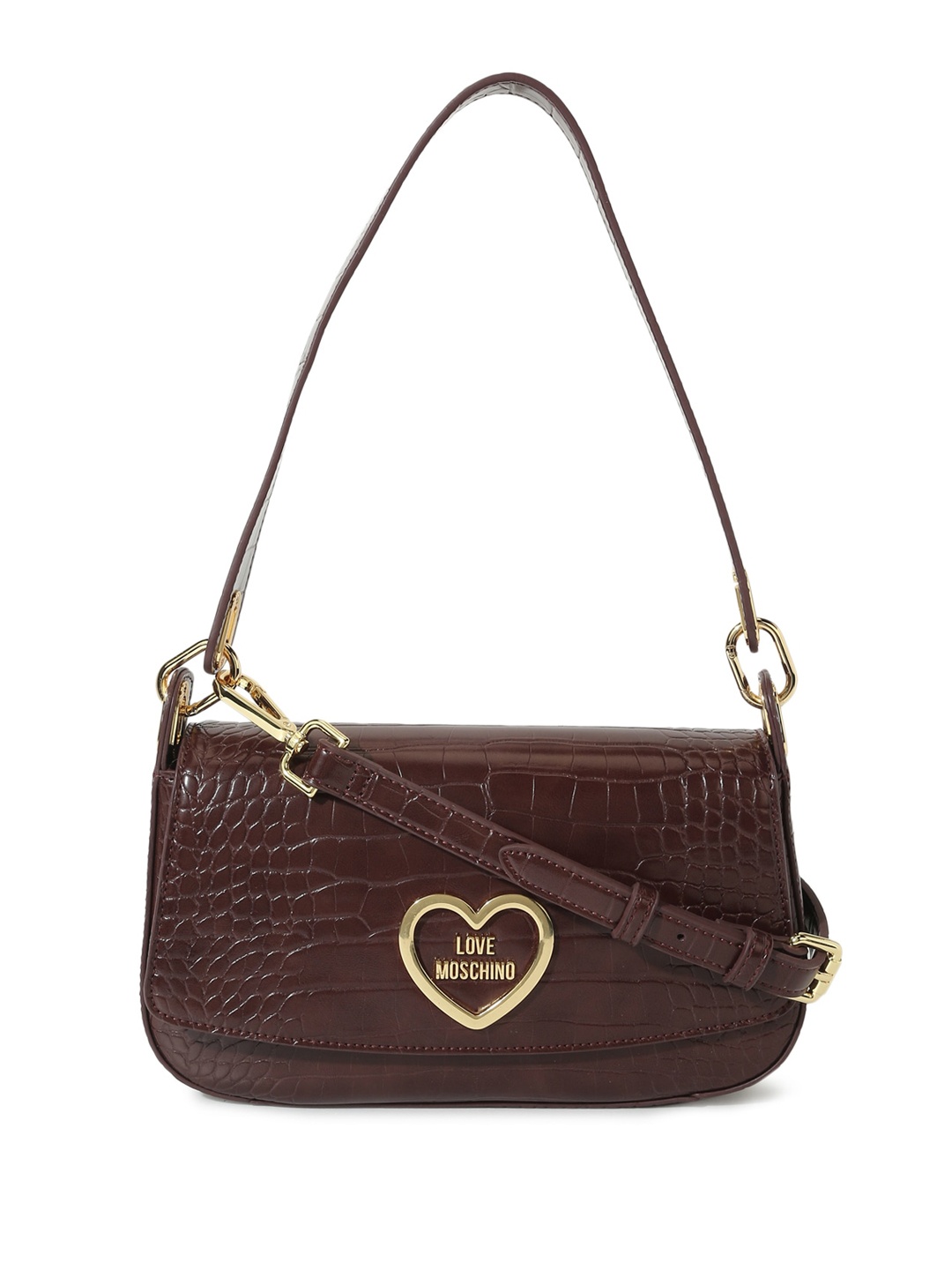

LOVE MOSCHINO Animal Textured Structured Sling Bag, Brown