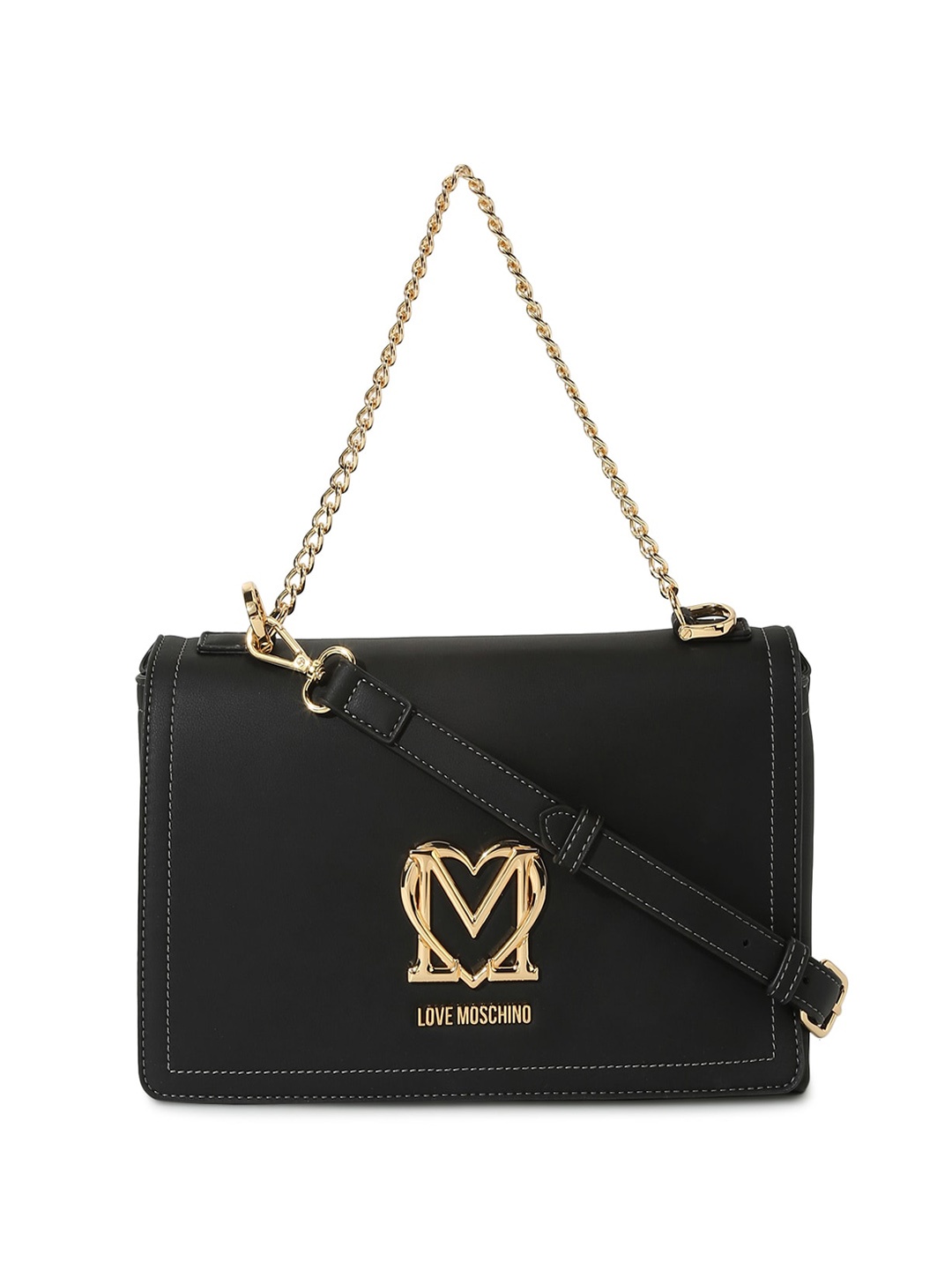 

LOVE MOSCHINO PU Structured Sling Bag, Black