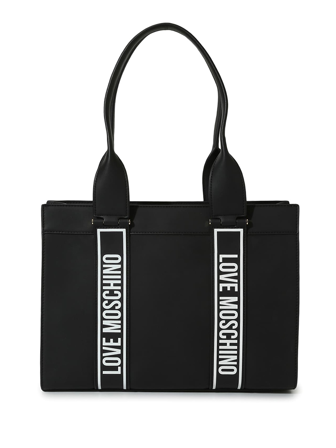 

LOVE MOSCHINO Typography Printed Structured Tote Bag, Black