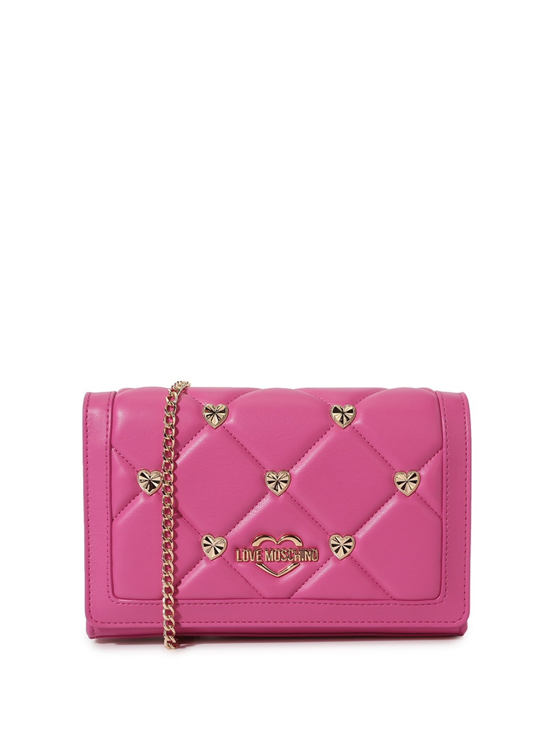 

LOVE MOSCHINO Embellished PU Structured Sling Bag, Pink