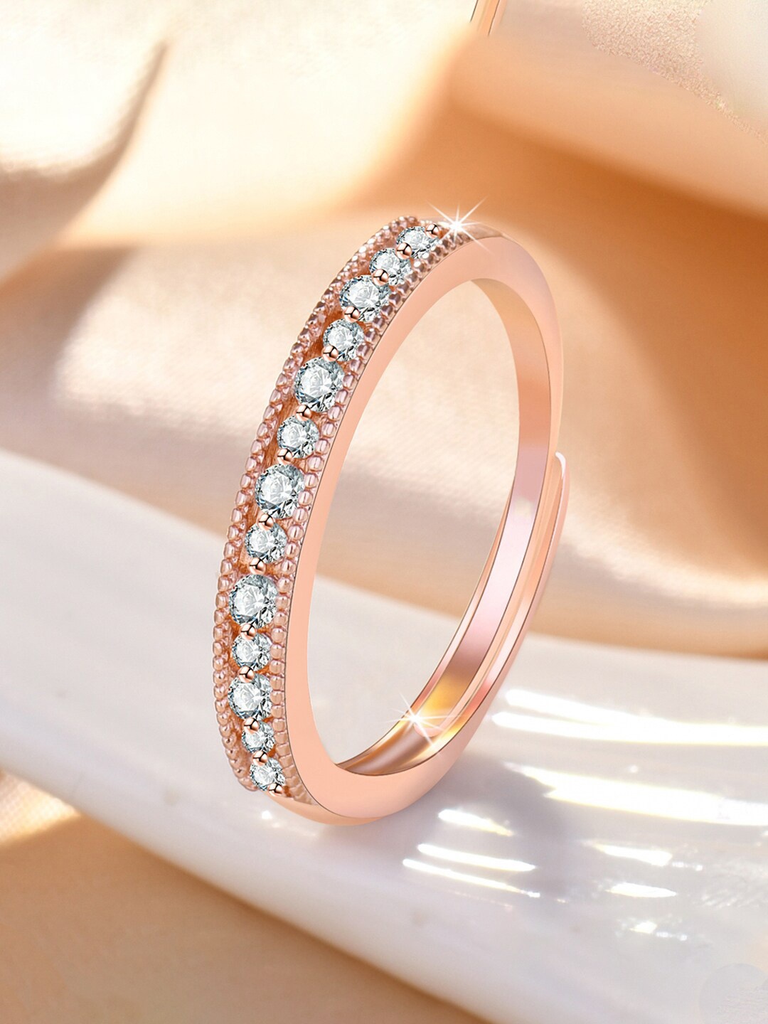 

Jewels Galaxy Rose Gold-plated AD-studded Adjustable Finger Ring