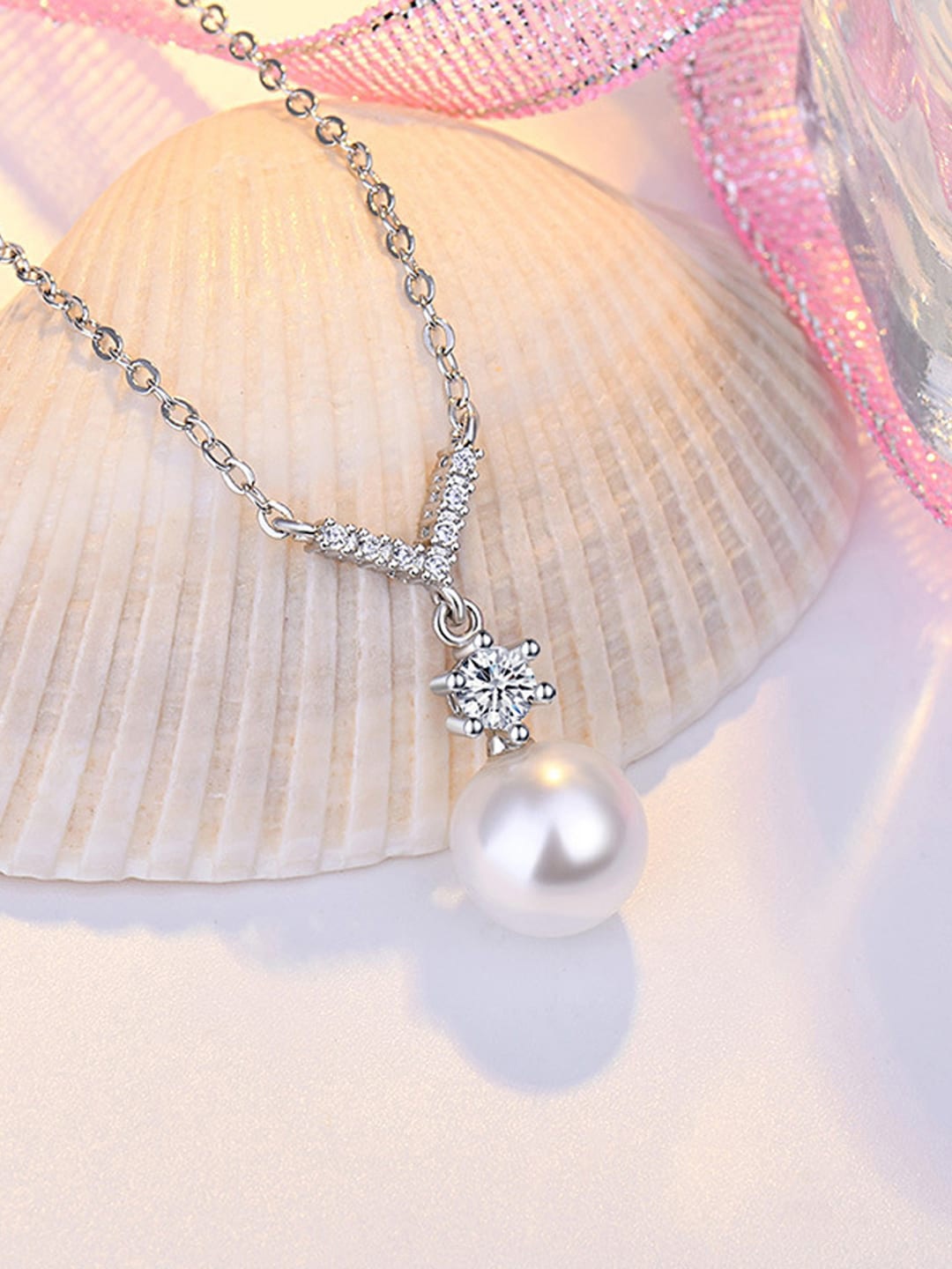 

Jewels Galaxy Silver-Plated American Diamonds Studded Necklace