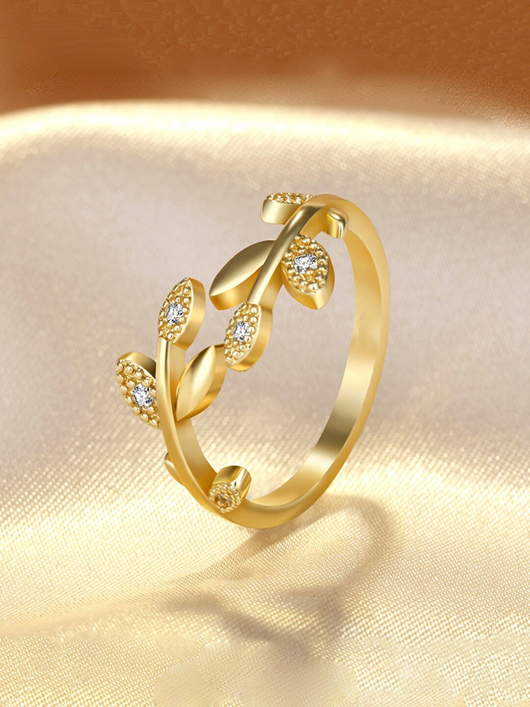 

Jewels Galaxy Gold-Plated AD-studded Adjustable Finger Ring