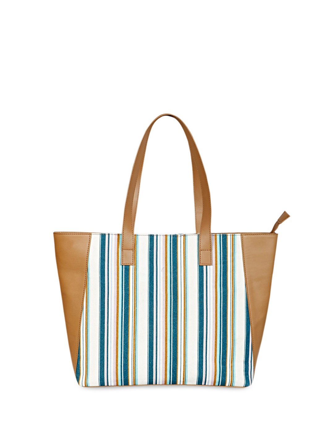 

Favore Striped Leather Structured Shoulder Bag, Tan