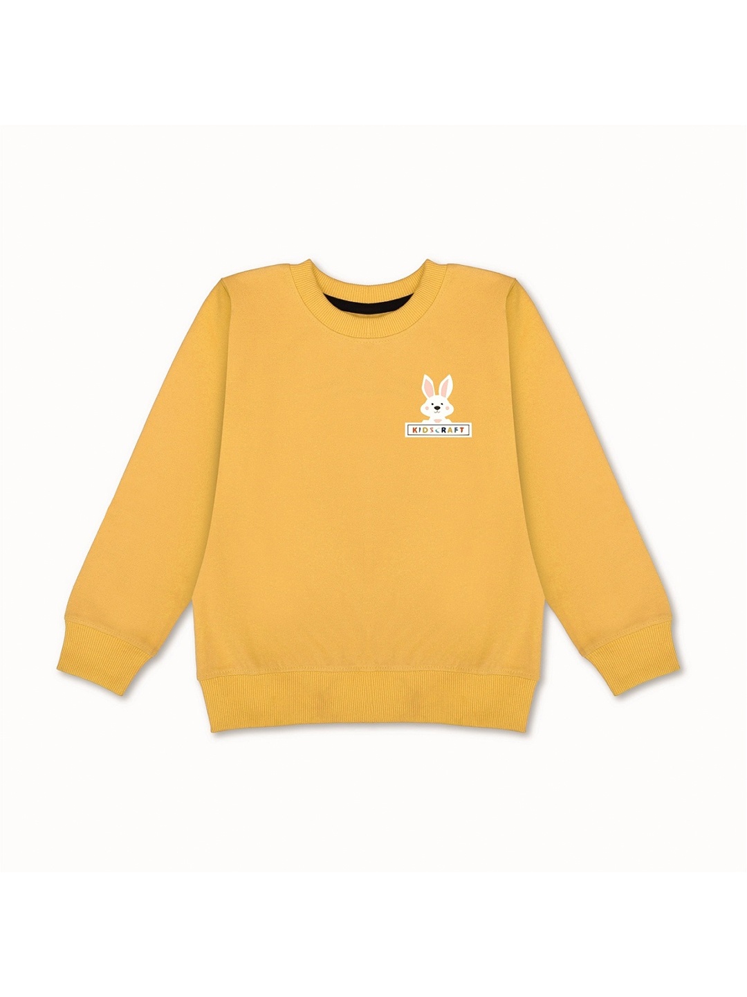 

KIDSCRAFT Girls Round Neck Fleece Sweatshirt, Yellow