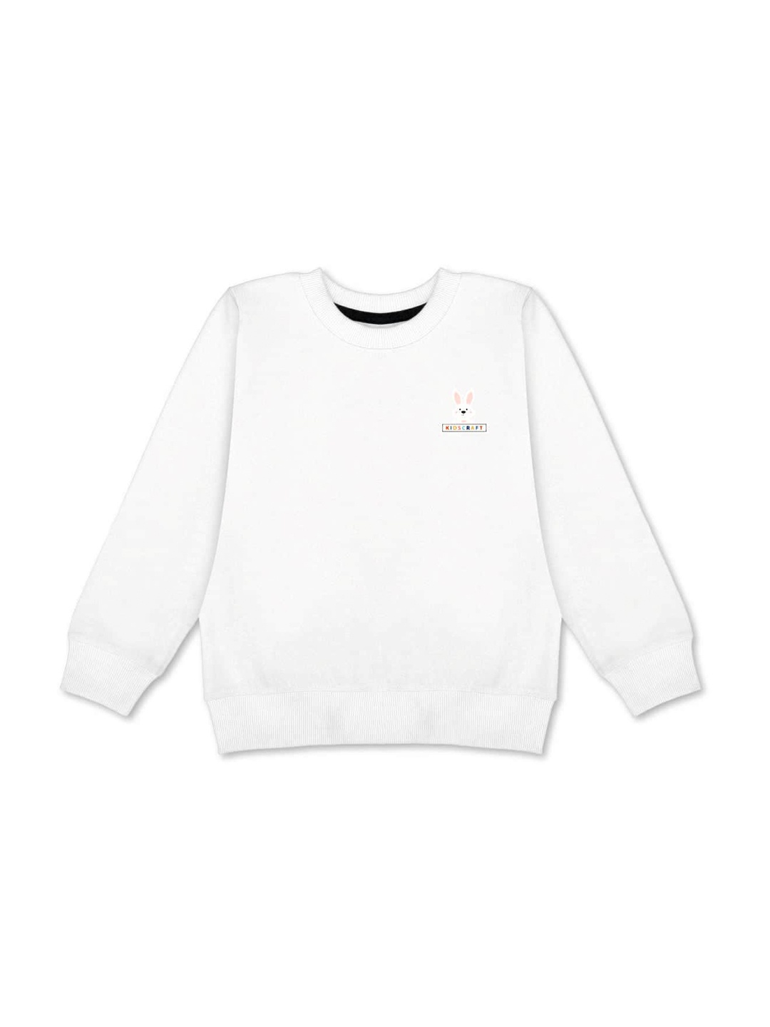 

KIDSCRAFT Girls Round Neck Fleece Sweatshirt, White