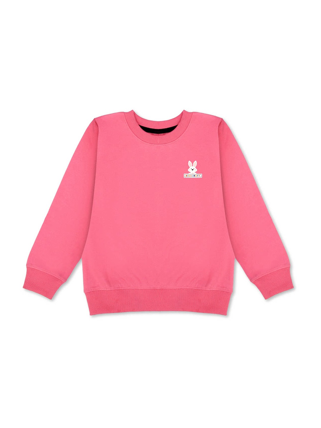 

KIDSCRAFT Girls Round Neck Fleece Sweatshirt, Pink