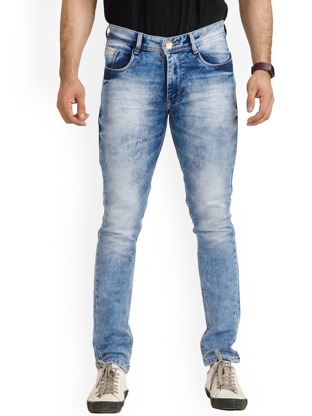 

MM-21 Men Jean Slim Fit Clean Look Heavy Fade Jeans, Blue