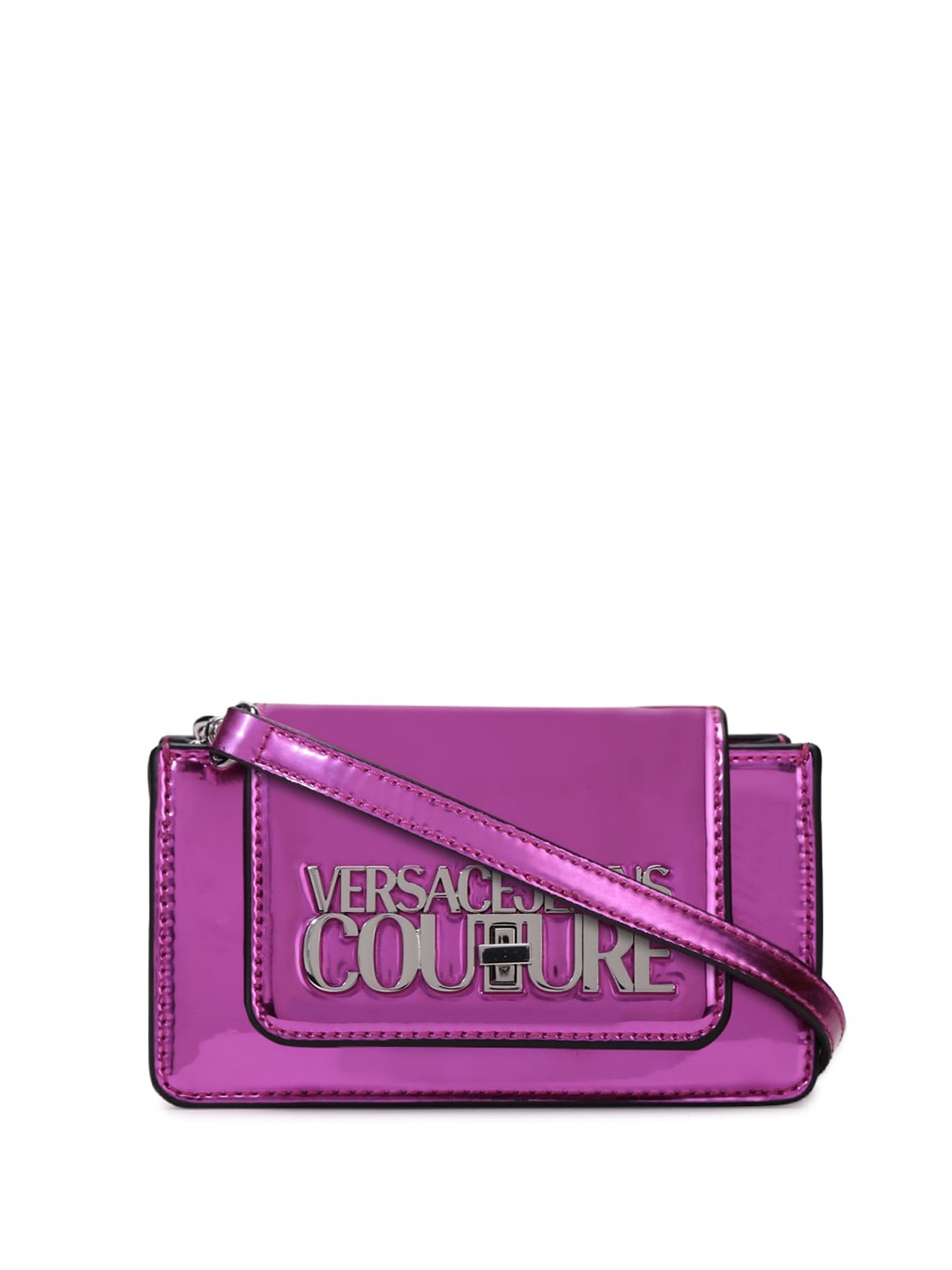 

Versace Jeans Couture Textured PU Swagger Sling Bag, Pink