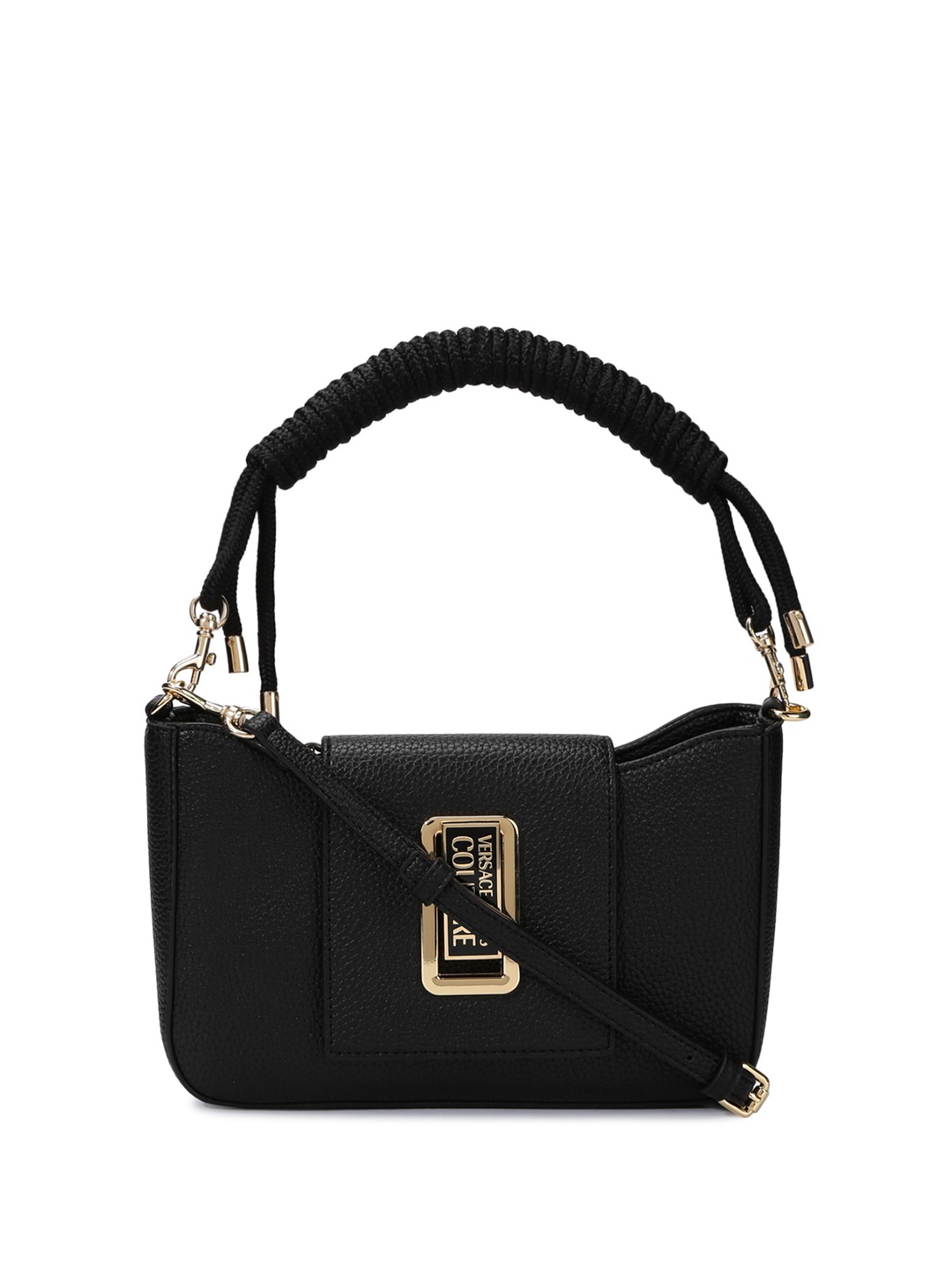 

Versace Jeans Couture Textured Structured Handheld Bag, Black