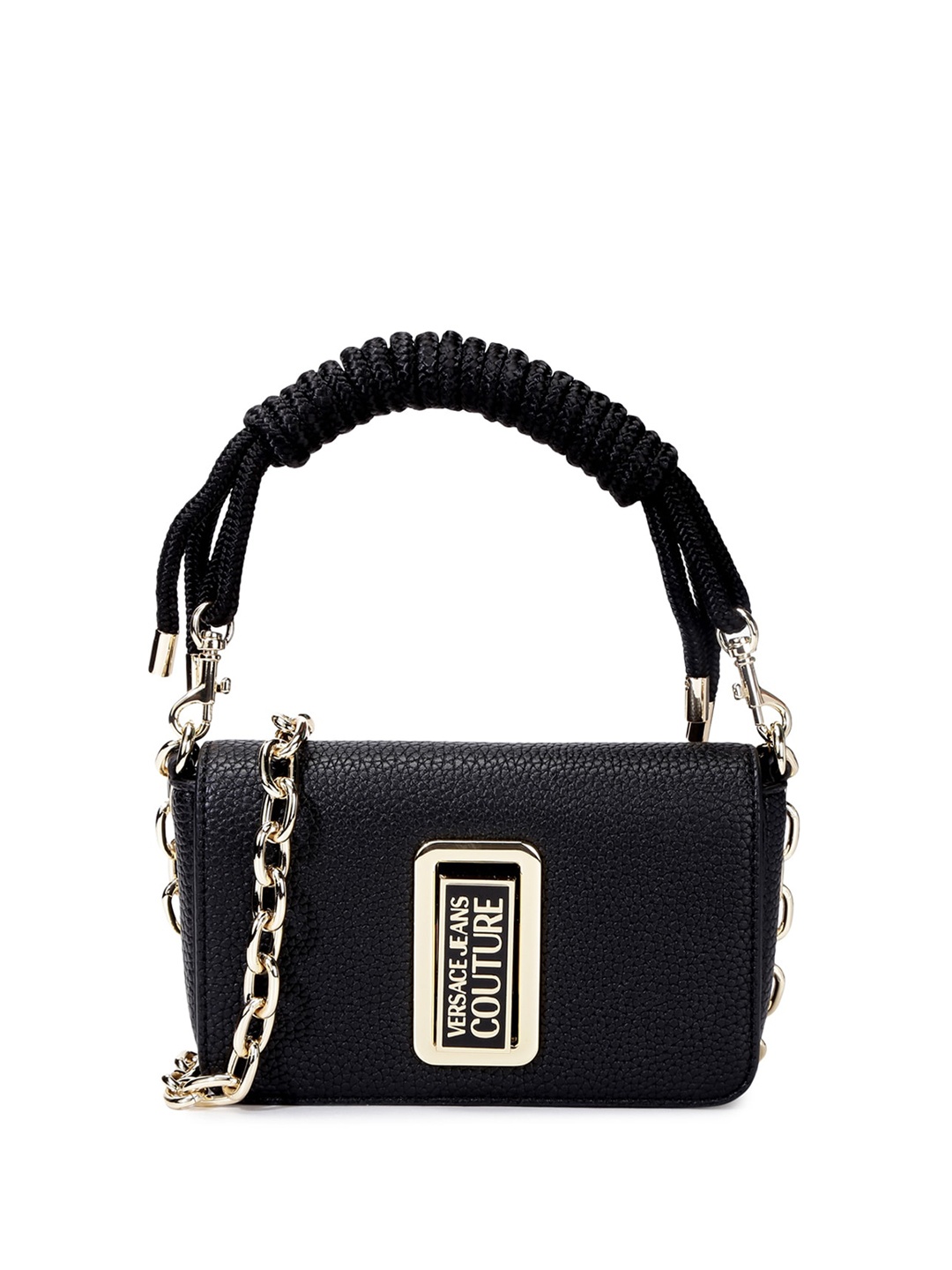 

Versace Jeans Couture Textured Structured Sling Bag, Black