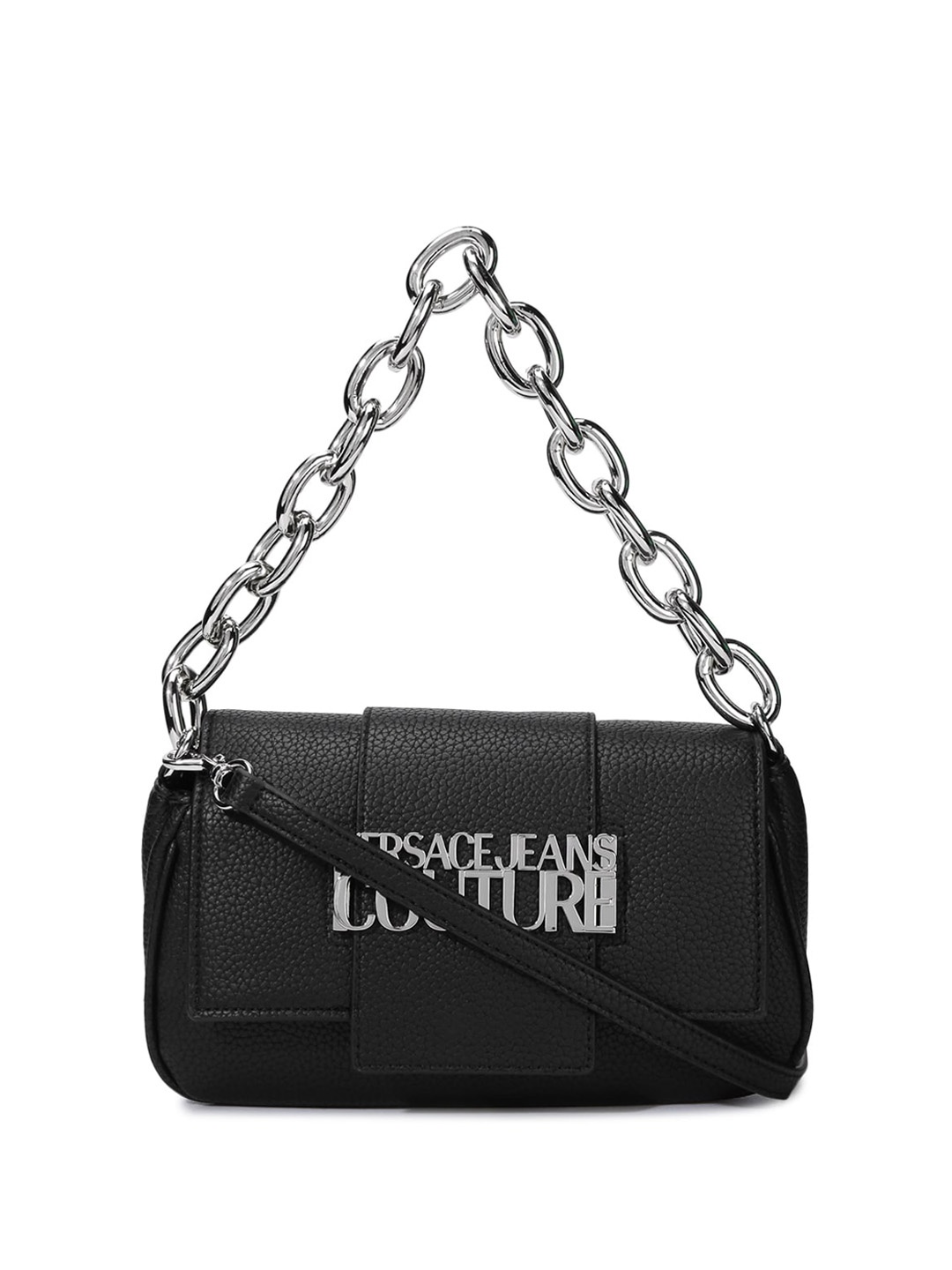 

Versace Jeans Couture Textured Structured Satchel Bag, Black