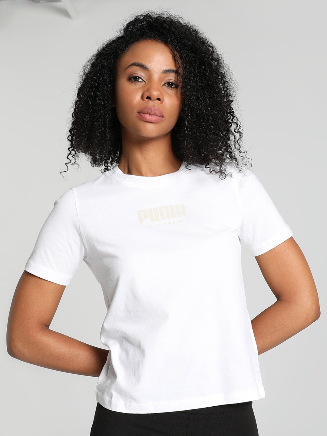 

Puma Fusion Printed Relaxed-Fit Pure Cotton T-Shirt, White