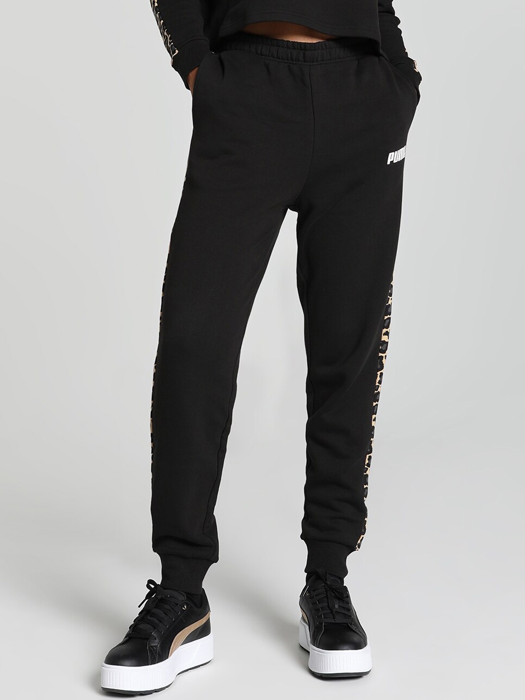 

Puma Women Leo Mid Rise Cotton Track Pants, Black