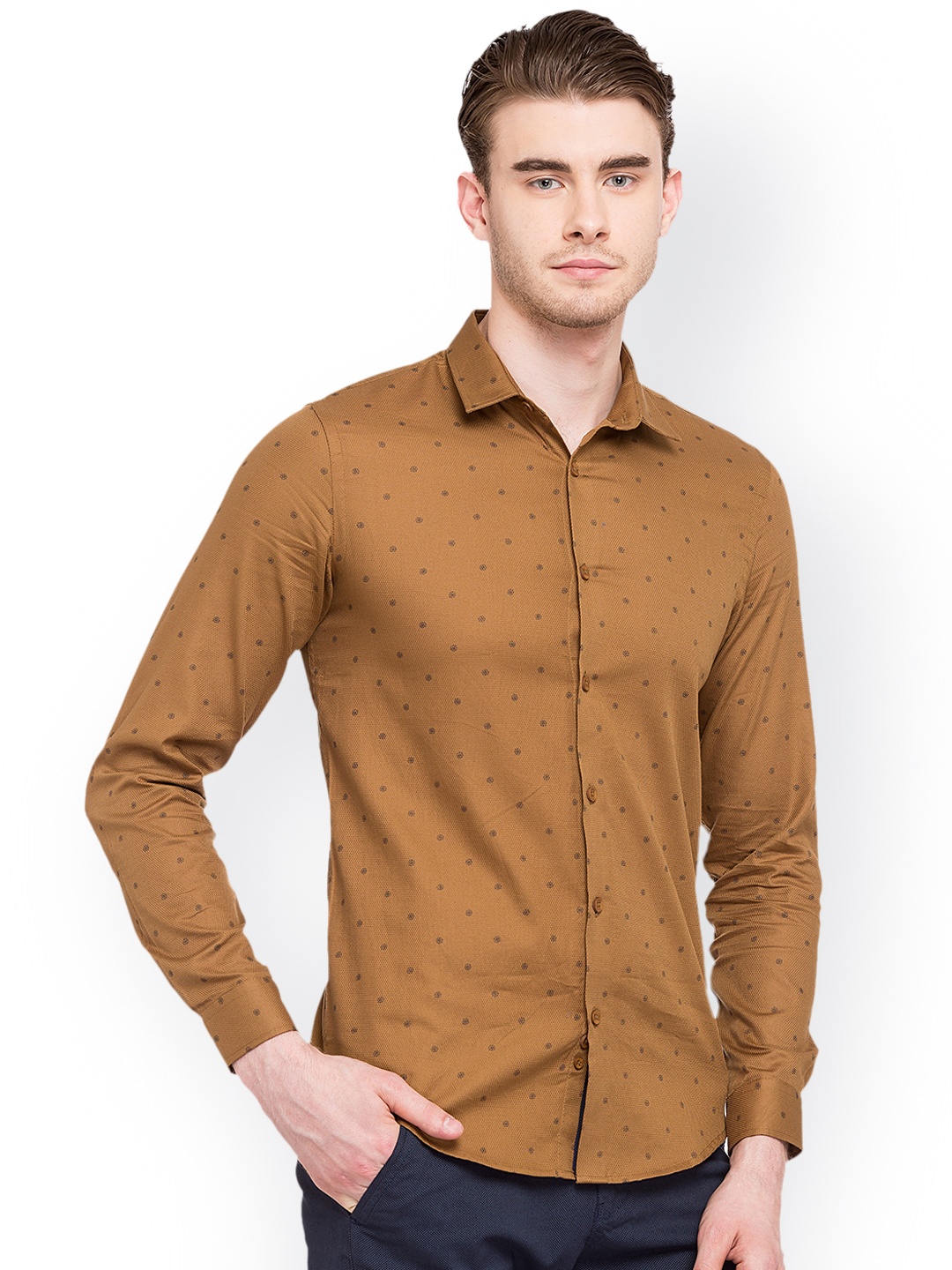 

Globus Men Brown Slim Fit Printed Casual Shirt