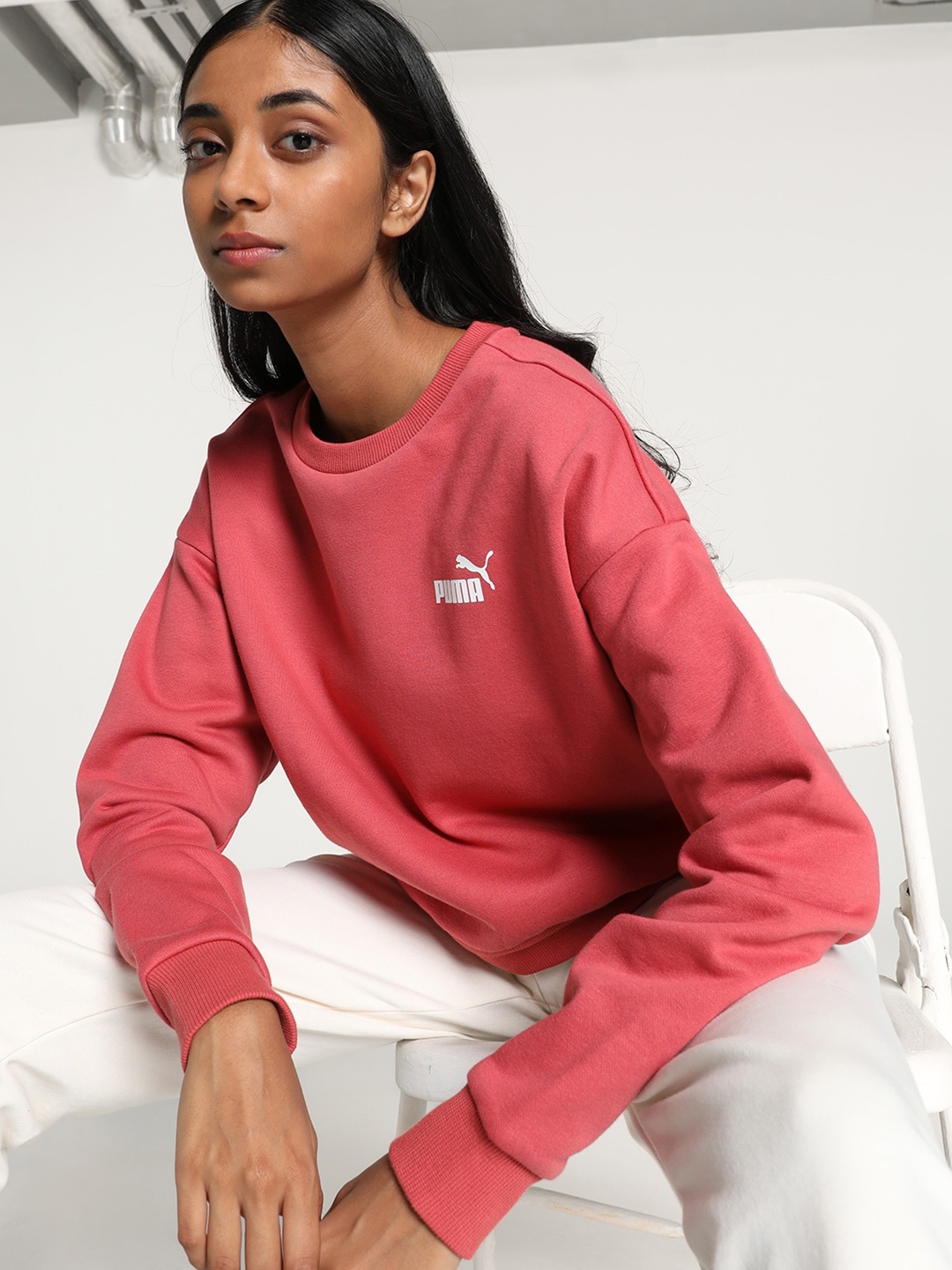 

Puma Cotton Round Neck Sweatshirt, Red