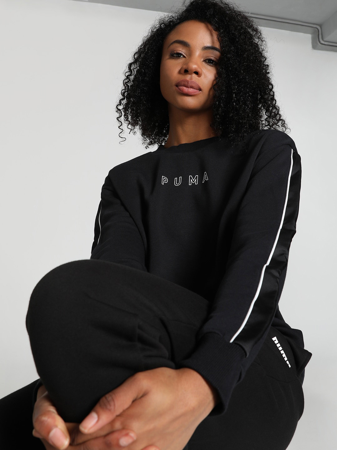 

Puma Style Cat High-Neck Cotton Relaxed Fit Sweatshirt, Black
