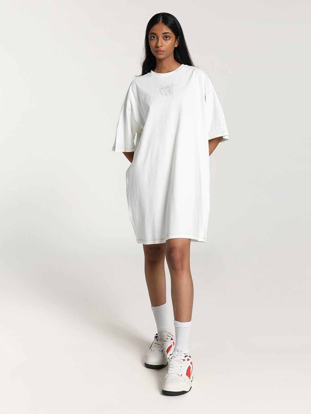 

Puma Classics Relaxed-Fit Pure Cotton T-Shirt Dresses, White