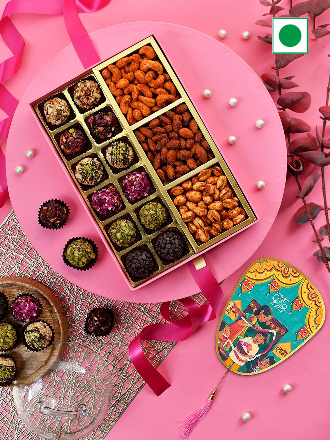 

RawFruit Set Of 2 Assorted Ladoo & Roasted Dry Fruits Diwali Sweet Gifts