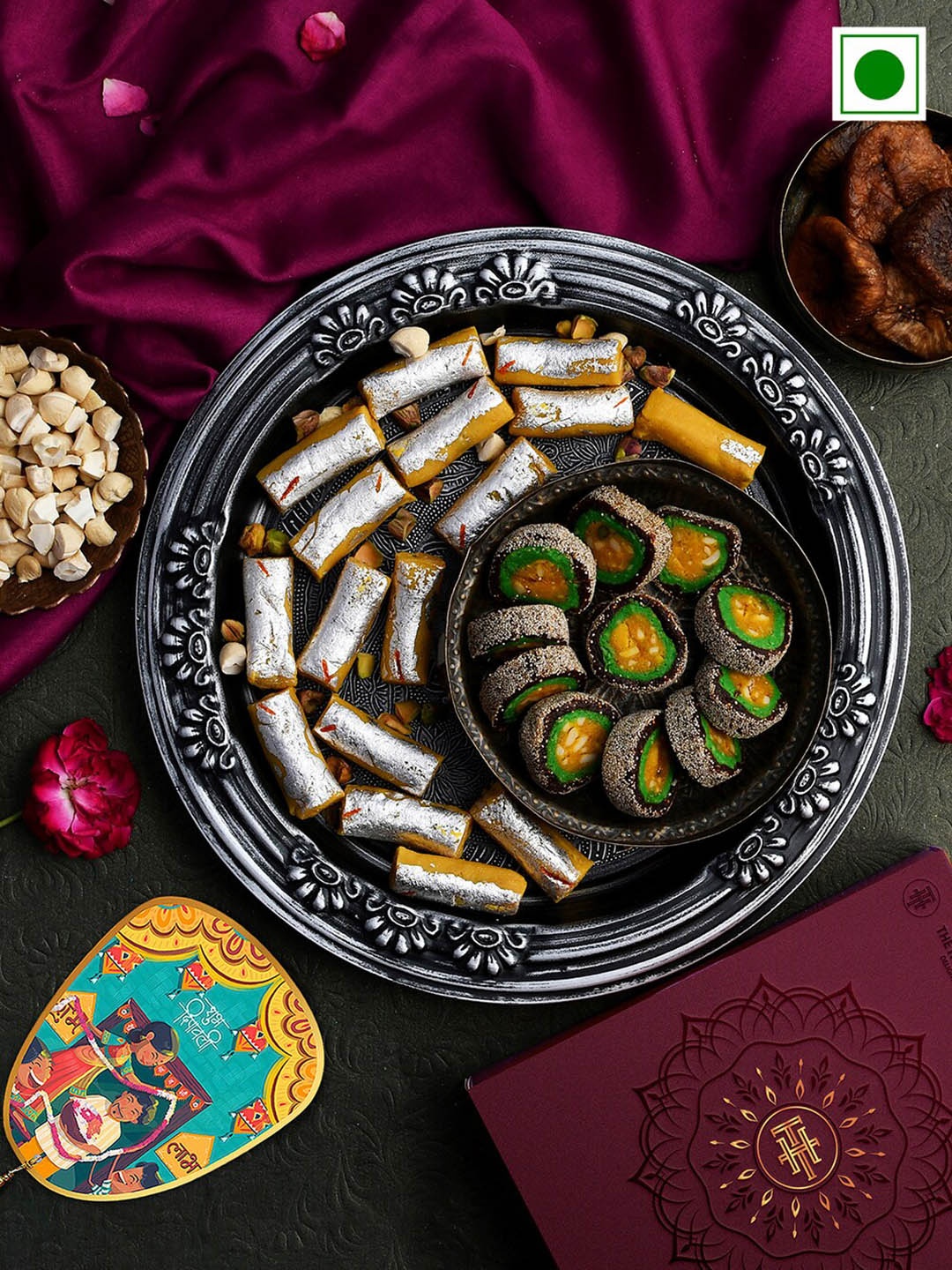 

RawFruit Diwali Kesar Roll and Anjeer Chakkar Sweets-200 gms Each, Gold