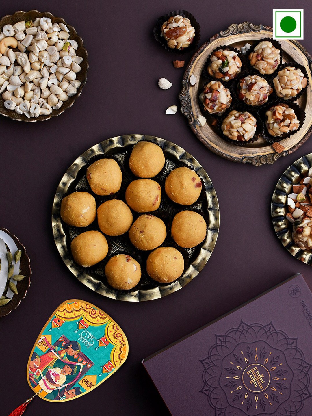 

RawFruit Diwali Dry Fruit and Besan Laddoo Sweets, Gold