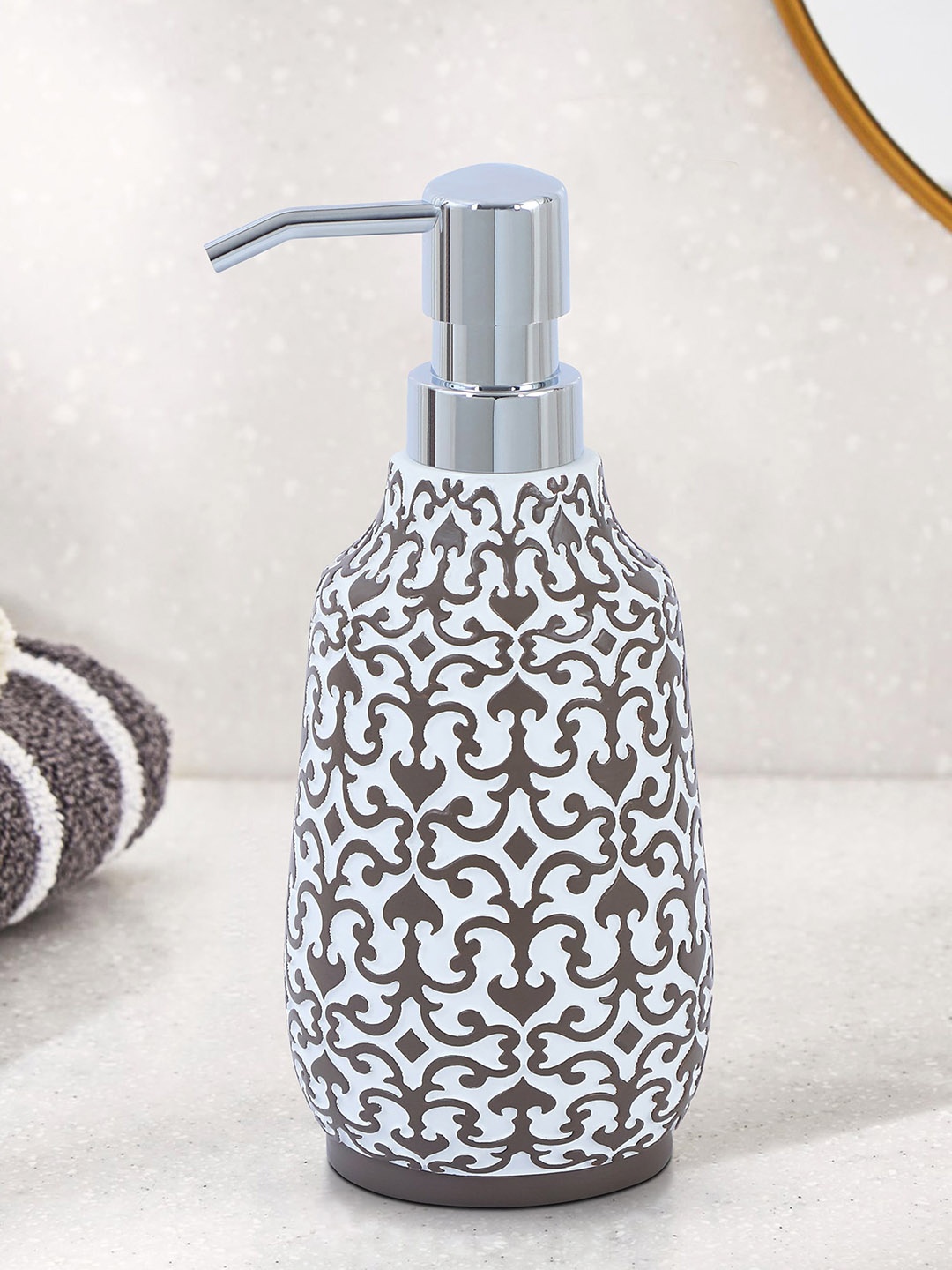 

OBSESSIONS White & Brown Printed Soap Dispenser 320 ML