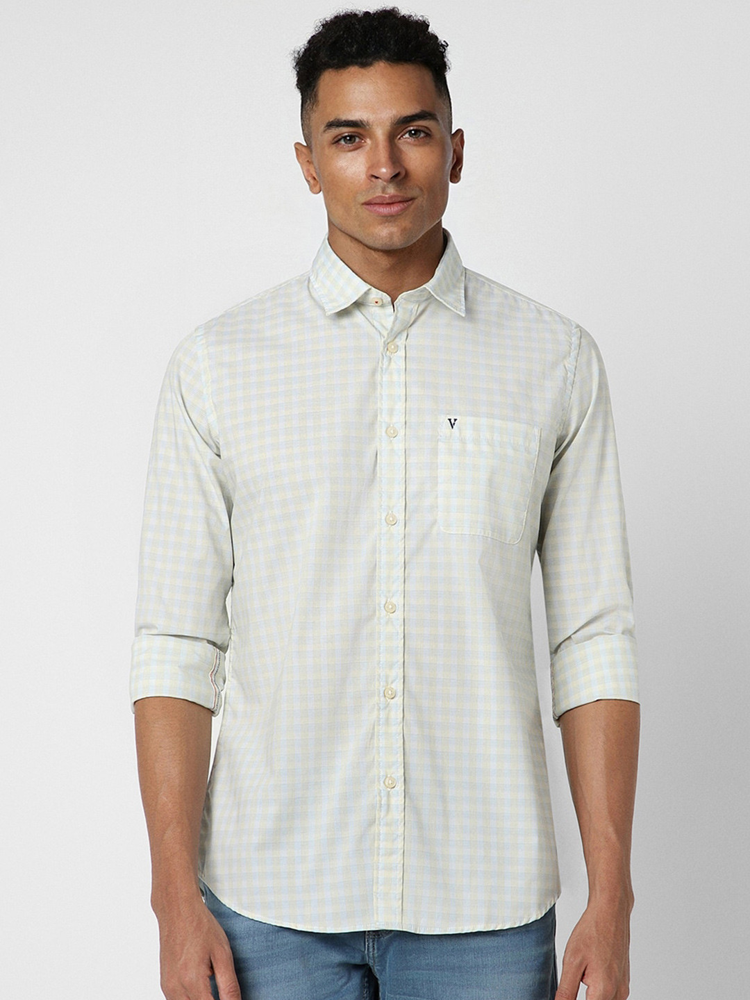 

Van Heusen Sport Checked Slim Fit Cotton Casual Shirt, Green