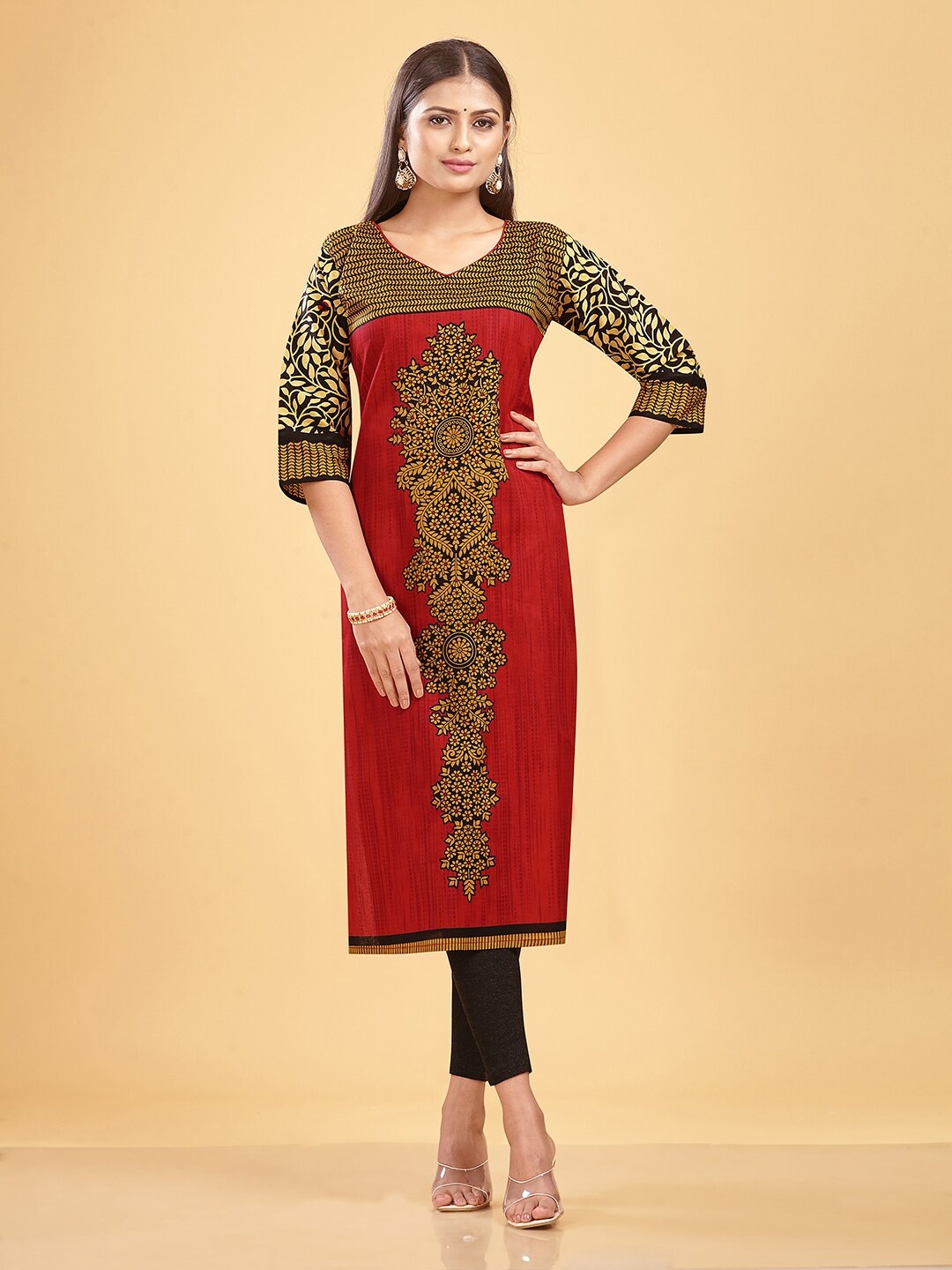 

SHANVIKA Floral Printed Pure Cotton Unstitched Dress Material, Red