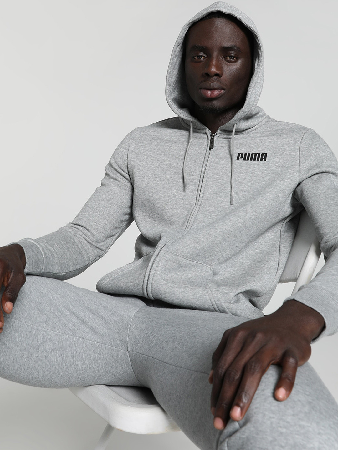 

Puma Essential Full-Zip Cotton Hooded Jacket, Grey
